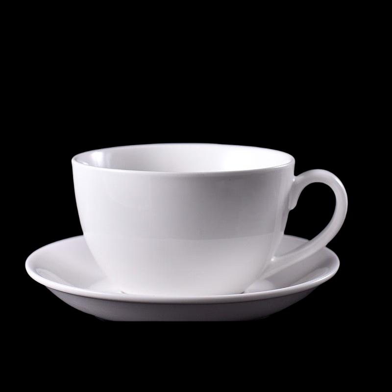 LISM Pure White Minimalist Ceramic Coffee Cup and Saucer Set