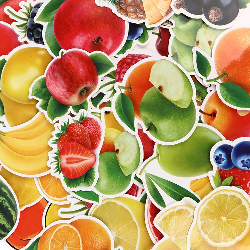 50 Pcs Fruits Stickers For Kitchen Baking Cup Dish Refrigerator Fruit Sticker