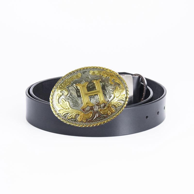 Мужской ремень из цельной коровьей кожи, широкий джинсовый ремень в стиле ретро, этнический ремень с буквой H