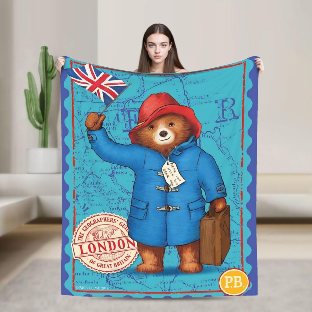 Blankets Britain Paddington Brown Bear Throw Blanket Flannel Bedspread For Couch Chair Sofa Bed Fluffy Sofa Bed Cover