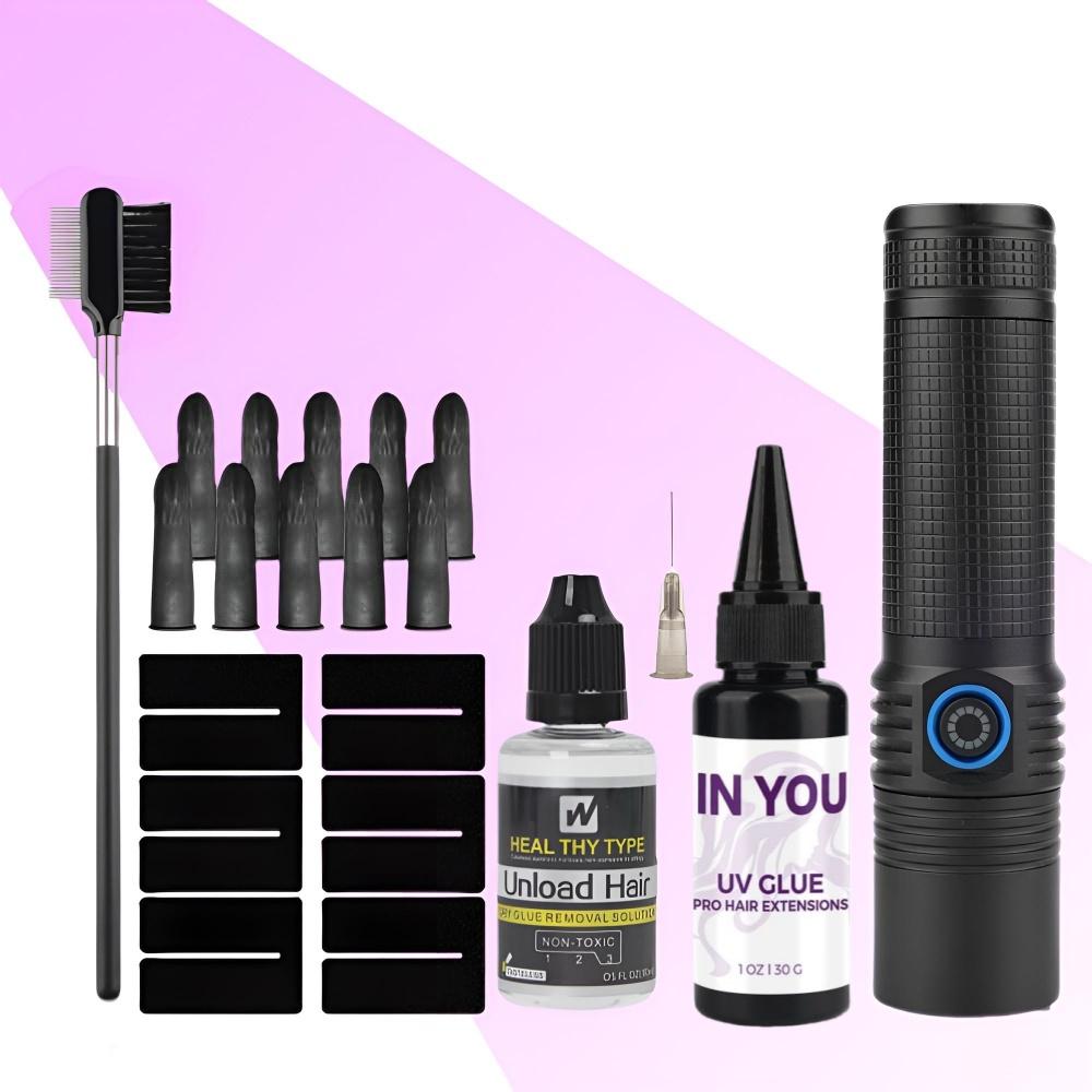High Power 20W UV Hair Extension Kit with 30g Strong Adhesive & Remover, Professional-Grade Fast Curing System for Salon & Home Use