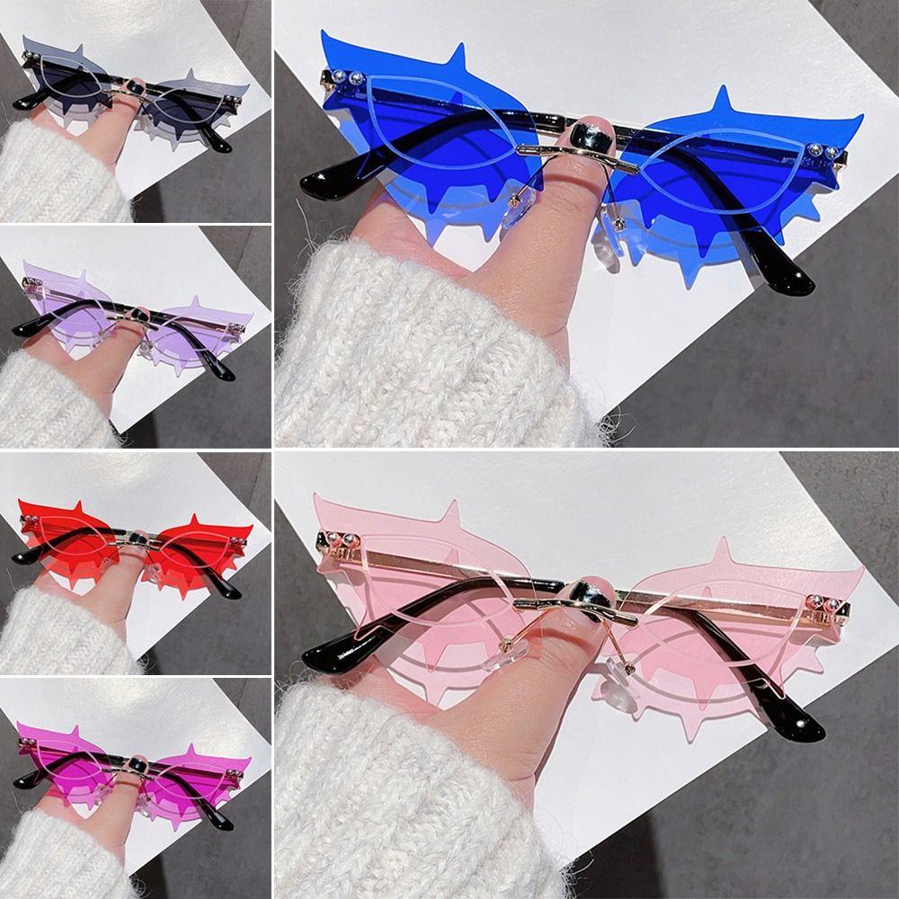 Солнцезащитные очки в стиле хип-хоп без оправы для вечеринок, винтажные солнцезащитные очки без оправы с тонированными линзами и шипами