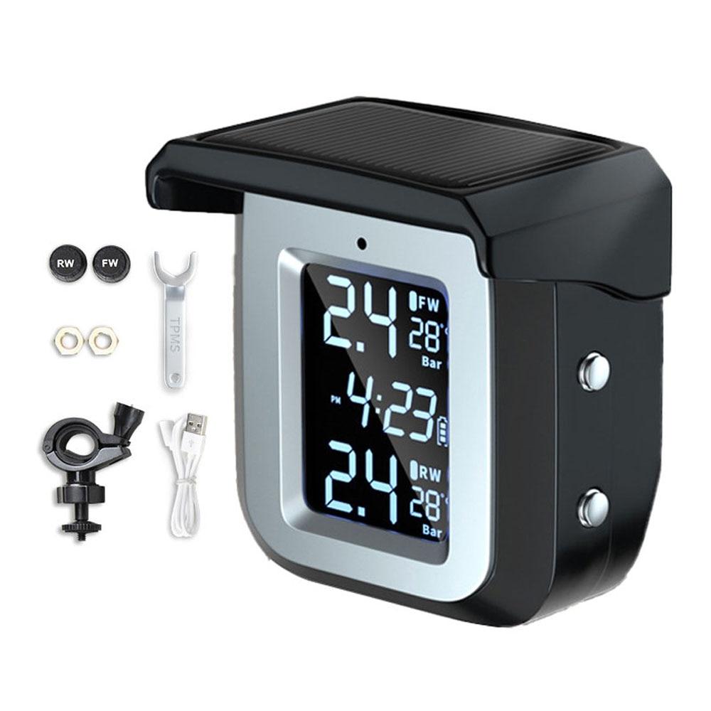 Wireless Solar Tire Pressure Monitoring System for Motorcycle – Waterproof TPMS Detector