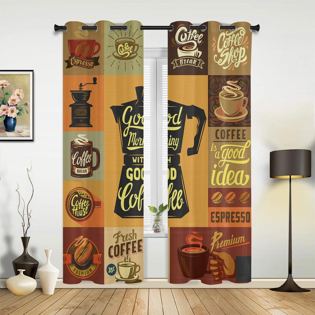 Кофейная чашка, торт, конфеты, современные шторы для зала, гостиной, кухни, спальни для мальчиков и девочек, длинные шторы для окон, декор для дома
