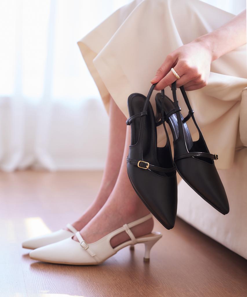 Женская туфля Mary Jane на kitten heel с ремешком на пятке, Кастомная, 5 см, Кейт (Cw0094Bk)