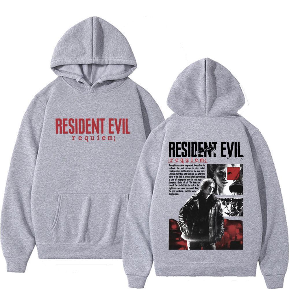 Resident Evil Requiem Print Hoodie Unisex Pullover Horror Game Character Collage Graphic Hooded Sweatshirt Casual Long Sleeve Streetwear for Game Fans