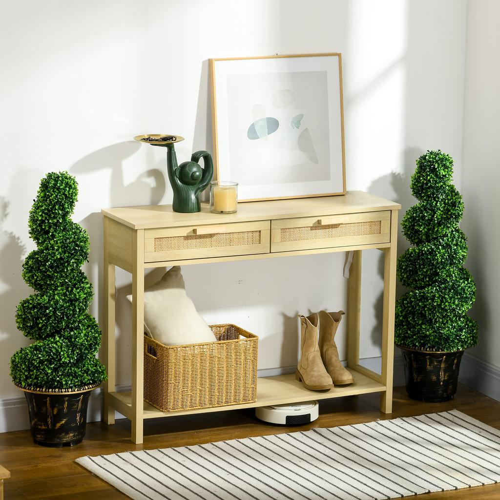 Set of 2 Artificial Plants, Topiary Spiral Boxwood Trees with Pot, for Home Indoor Outdoor Decor, 90cm