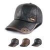 Autumn Winter Leather Baseball Cap Men Stitching Peak Cap Velvet Middle-Aged Cap