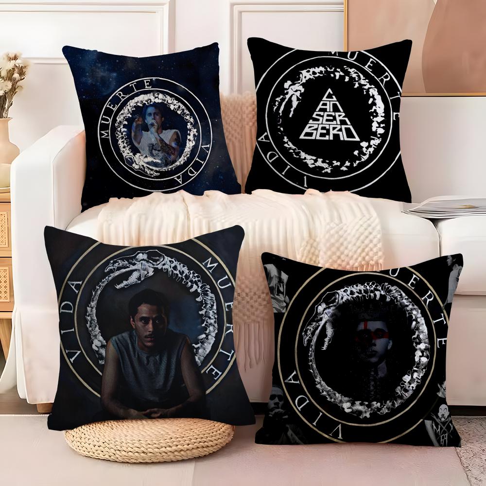 Logo C-Canserbero Singer Star Pillow Case Anti-dustmite Pillowcase Invisible zipper silky short plush Sofa cushion cover