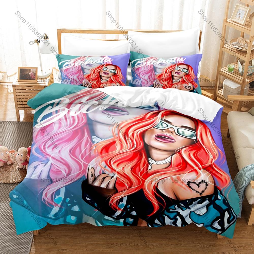 Colombian Reggaeton Icon Karol G Mañana Será Bonito Pink Angel Bichota Album Collage Bedding Set 1 Duvet Cover + 2 Pillowcases