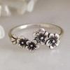 Vintage Silver Rings Five Petal Flower Temperament Simple Retro Party Girlfriend Gift Christmas Gifts