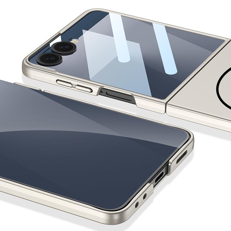 Роскошный Тонкий Матовый Чехол Magsafe для Samsung Galaxy Z Flip 7 Flip7 ZFlip7 Со Встроенной Защитой Экрана Чехол Полной Защиты
