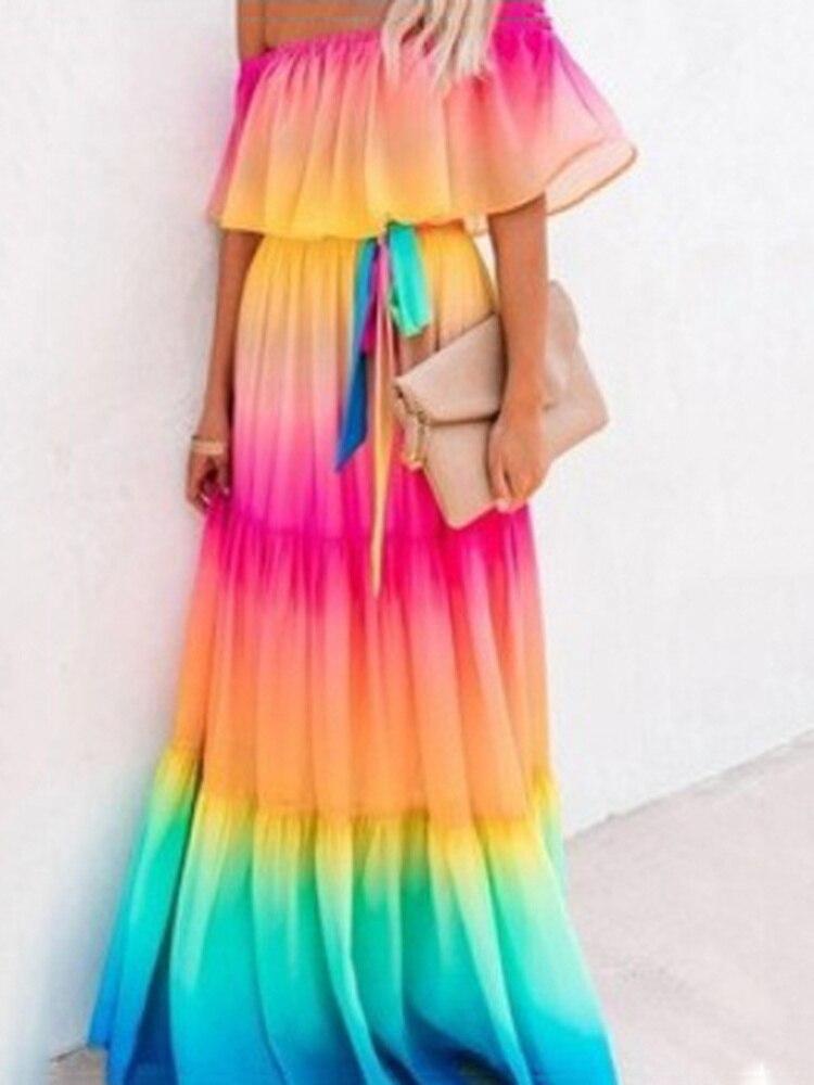 Элегантное облегающее сексуальное женское платье с открытыми плечами, лето 2022, летние платья макси в стиле бохо с цветочным принтом, женское платье Femme Ladies