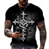 New Men's T-shirts 3d Cross Print Short Sleeve Tops Cool Crucifix T Shirt For Man Oversized Tee Shirt Men Vintage Clothing