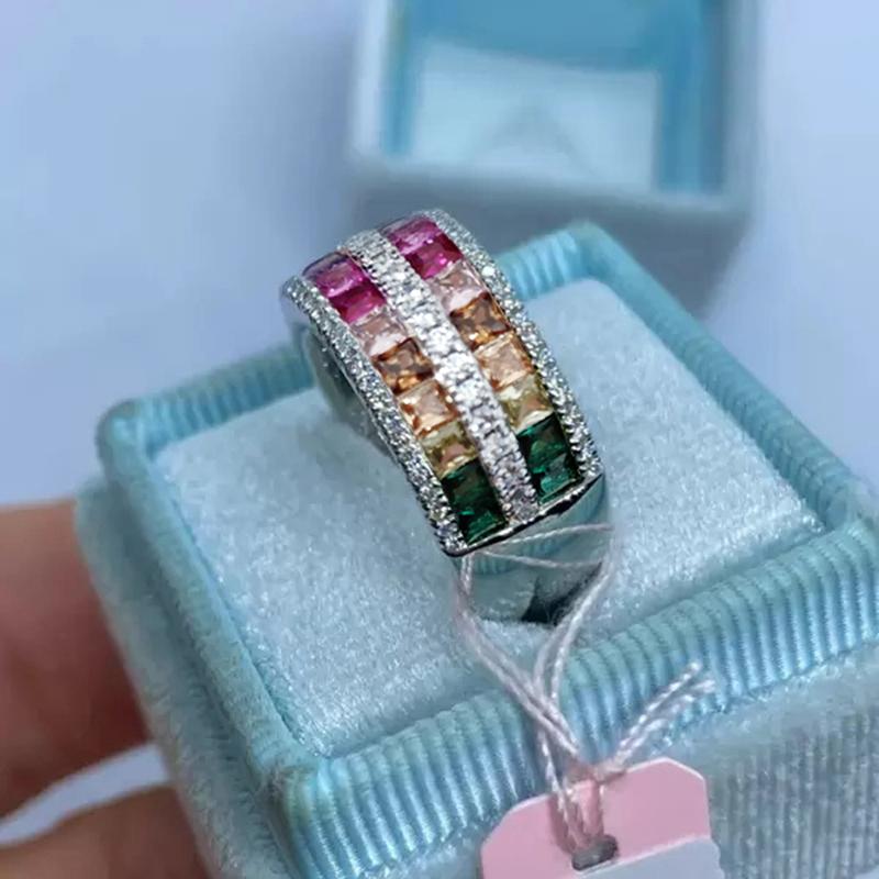 Xiaomi Серебряное кольцо Huitan для женщин с сияющими разноцветными фианитами, очаровательные аксессуары для вечеринки, свадьбы, помолвочные украшения для леди