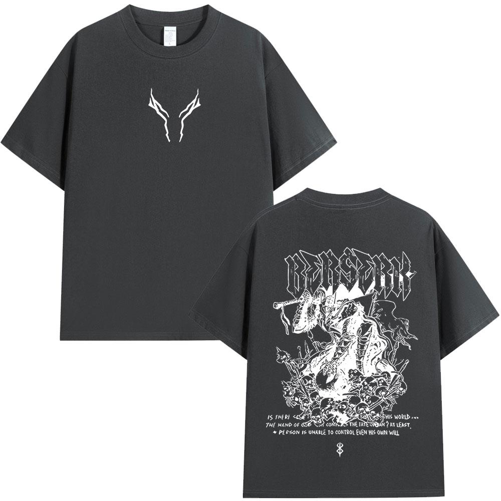 Anime Berserk Guts T Shirt Skull Knight SwordsUnisex Gatsu Zodd Vintage Tshirts Unisexs Women Summer Cotton Casual Oversized TShirt