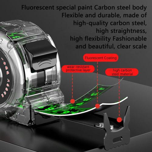 Professional Measuring Tape Measure, 5m/10m, with ABS Shock-Resistant Case, Fluorescent Graduations, Self-Locking Function, Flat Laying, Large Charact