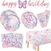 Purple Pink Butterfly Disposable Tableware Decorative Butterfly Birthday Party Decoration For Girl Baby Shower Gift Butterflies