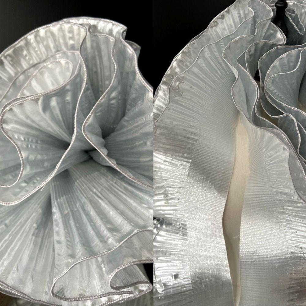 1 Yard Big Wave Lace Fabric 15cm Wide Metallic Lustrous Pleated Ruffle Lace Fabric DIY Styling Sewing Ruffle Dress Accessories
