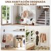Clothes Rack with Wheels, 5 Hooks, Hanging Bar and Lower Shelf, 86x43x171cm, White