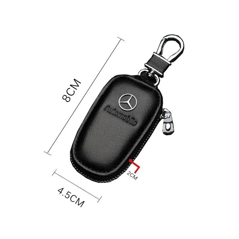 AABHZ1 Car Key Bag for Mercedes Benz Leather Keychain Protective Storage Case W212 CLA SEL SL SLK S W210 W203 W204 W210 W211 hub cap