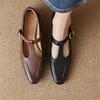 Square-Toe Retro Mary Jane Flats 2025 Fall Slip-On Comfortable Leather Shoes