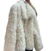 Женское шерстяное пальто из овчины с лацканами в стиле знаменитостей, осень/зима 2024 года - мягкий белый