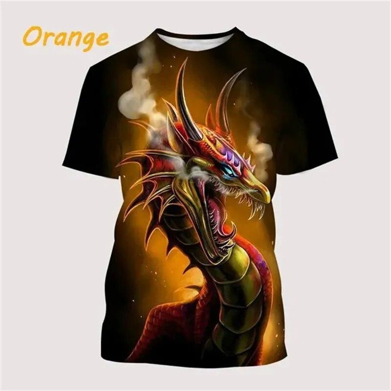 Dragon 3d Printing Men's T-shirts Street Hip-hop Funny Fashion Cool Top Casual Fashion Trend Personality Trendy Unisex Tees Tops