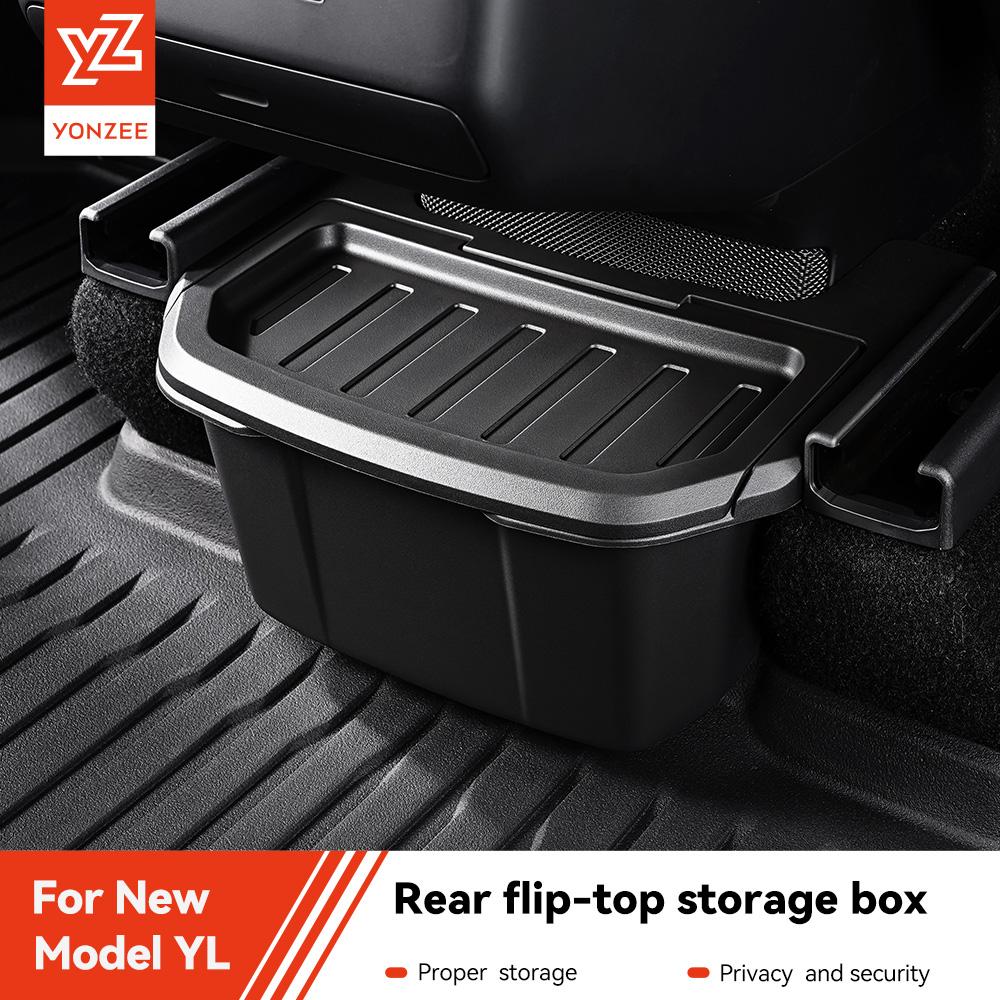 YZ For Tesla Model YL 6 Seats 2026 Rear Seat Storage Box Under Air Vent Storage Case Trash Can Organizer Car Interior Accessory