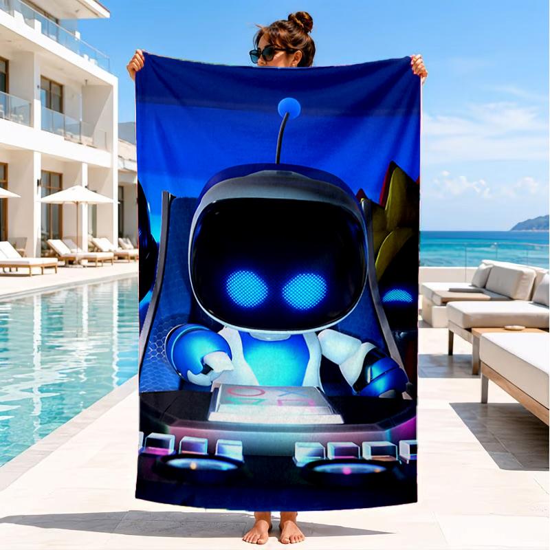 Space Adventure Robot Beach Towel, Super Soft Microfiber, Perfect Gift for Her/Him, Birthday, for Pool, Beach, Travel, Decor Beach Party