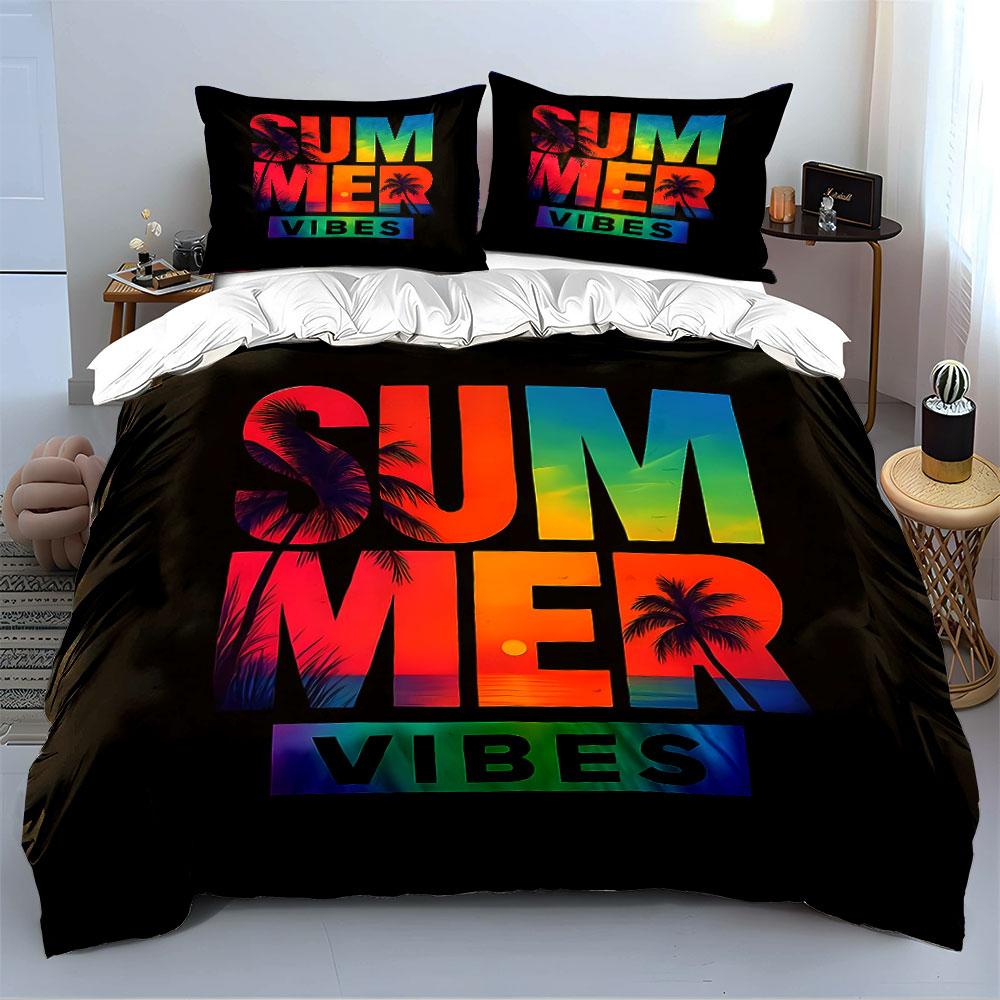 Summer Vibes Tropical Sunset Bedding Duvet Cover Set Duvet Cover Pillowcases (1*Duvet Cover 2*Pillowcases, without duvet insert)