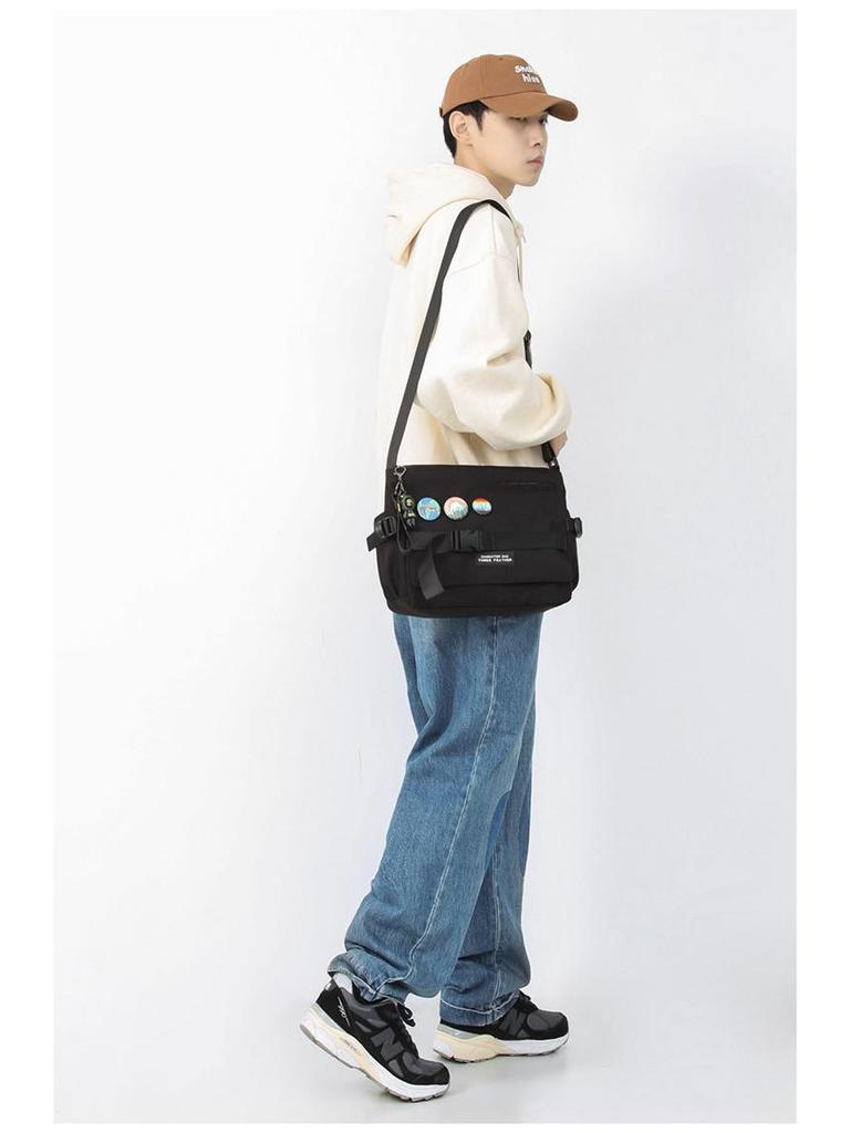 Men's Trendy Large Capacity Japanese Minimalist Crossbody Bag, Versatile College Student Shoulder & Messenger Bag