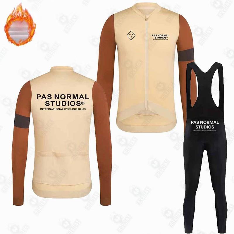 Fleece Cycling Suit Winter Long Sleeve Bib Pants Road Mountain Bike Outdoor Riding