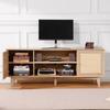 Rattan-TV-Ständer 191cm Fernseher Boho-TV-Schrank Fernsehschrank Eiche