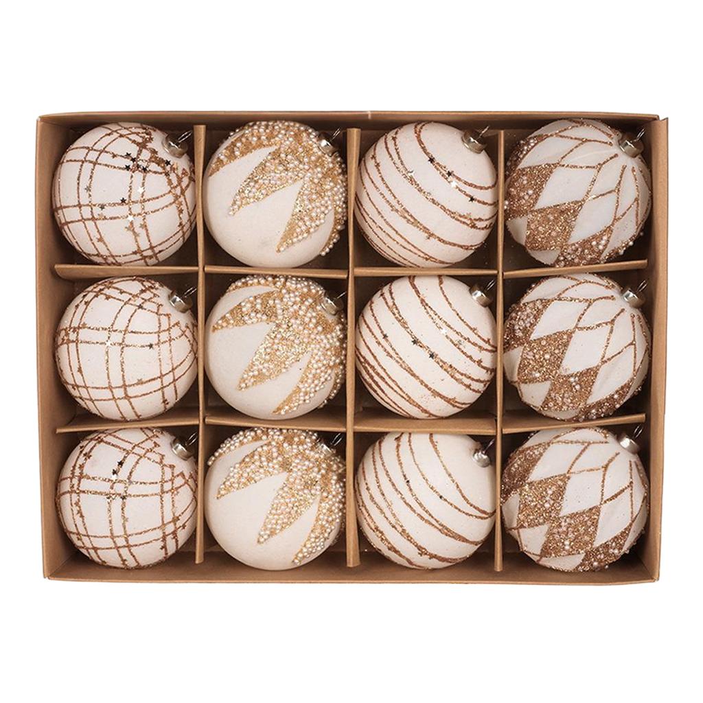 Флокированные елочные шары, Набор флокированных елочных шаров с росписью, Елочные украшения