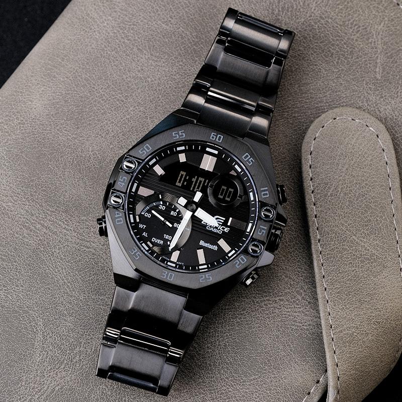 Casio EDIFICE Series Fashionable Business Bluetooth Connected Classic Pointer Sports Waterproof Watch Quartz Movement Resin Strap ECB-10YDC-1APR