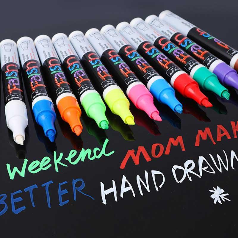 Liquid Chalk Markers for Chalkboard 8 Pack / 12 Pack Dry Erase Fluorescent Neon Highlighter Pen Non Toxic Safe Washable Marker for School Chalkboard