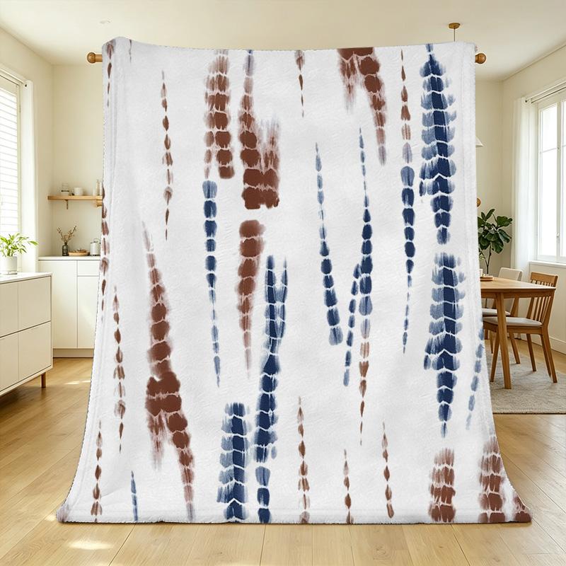 All-Season Thick Flannel Throw Blanket, Tie-Dye Pattern Soft Cozy Single for Couch, Bed, Guest Room, Halloween Christmas Home Decor