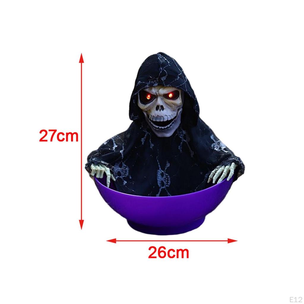 Decorations Glowing Skull with Lighted Eyes Fruit Plate Tricky for Haunted House Outside Garden