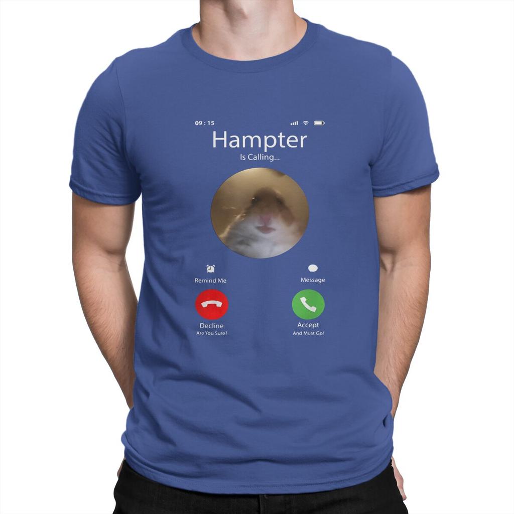 Man TShirt Dank Meme Hamster Staring Front Camera Hampter Calling Individuality T Shirt Graphic Streetwear New Trend