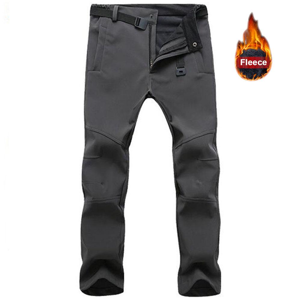 Men Winter Waterproof Climbing SkiingTrekking Fleece Fishing Tactical Pants Cargo Pants Camping Hiking Trouser