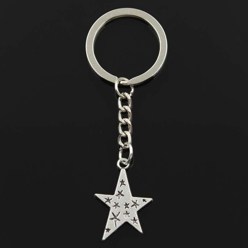Модный брелок 28x21 мм, подвески со звездой и пентаграммой, сделай сам, мужские ювелирные изделия, автомобильный брелок, кольцо, держатель, сувенир для подарка
