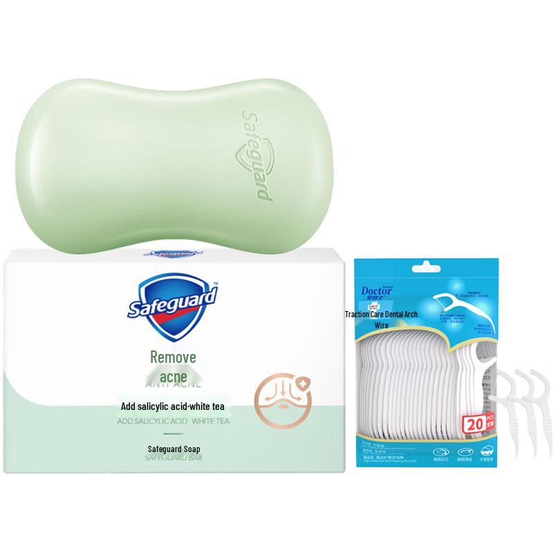 Dr. Tooth Floss Sticks (20-Pack) & White Tea Acne Soap