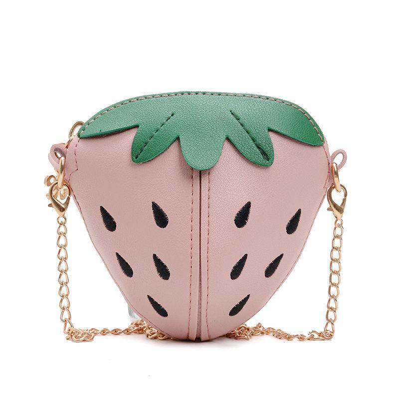 Strawberry Pu Themed Leather Girls Purse Antitheft Shoulder Bag Toddler Gift