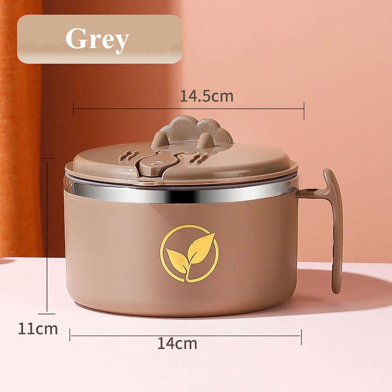 Корейские простые миски из нержавеющей стали для лапши быстрого приготовления с крышкой-ручкой, двухслойная коробка для ланча Bento, креативная кухонная миска для супа Ramen