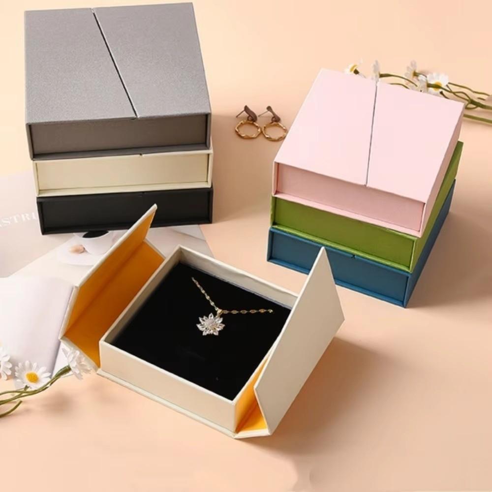 Dual-opening Jewelry Packaging Box Kraft Paper Flip Cover Paper Jewelry Box Gift