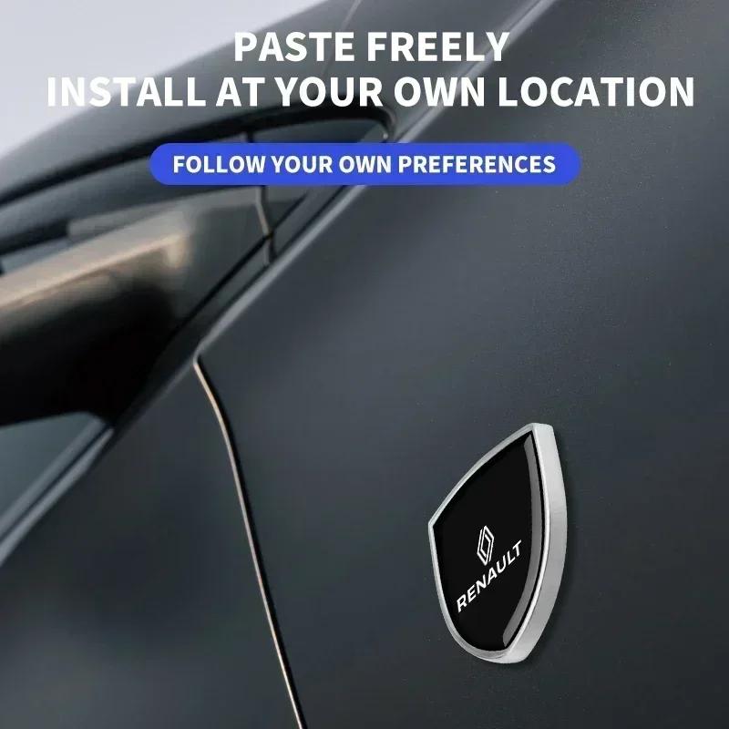 Hub Caps 3D Metal Shield Emblem Car Window Body Side Badge Stickers For Renault Captur Megane Clio Arkana Line Koleos Kwid Duste