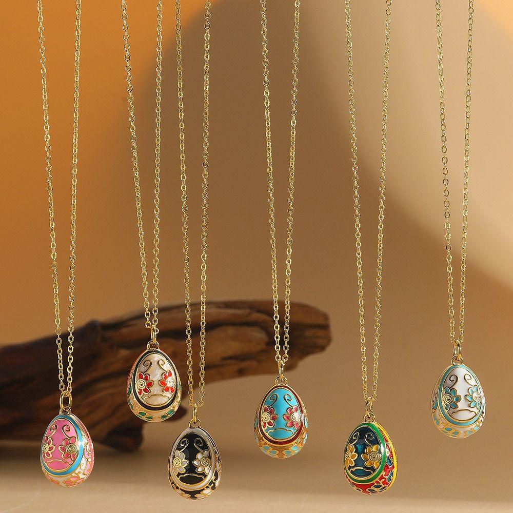 Цветочная подвеска в виде пасхального яйца, циркониевое колье-подвеска, легкая роскошь, цветная эмалевая подвеска, для вечеринки