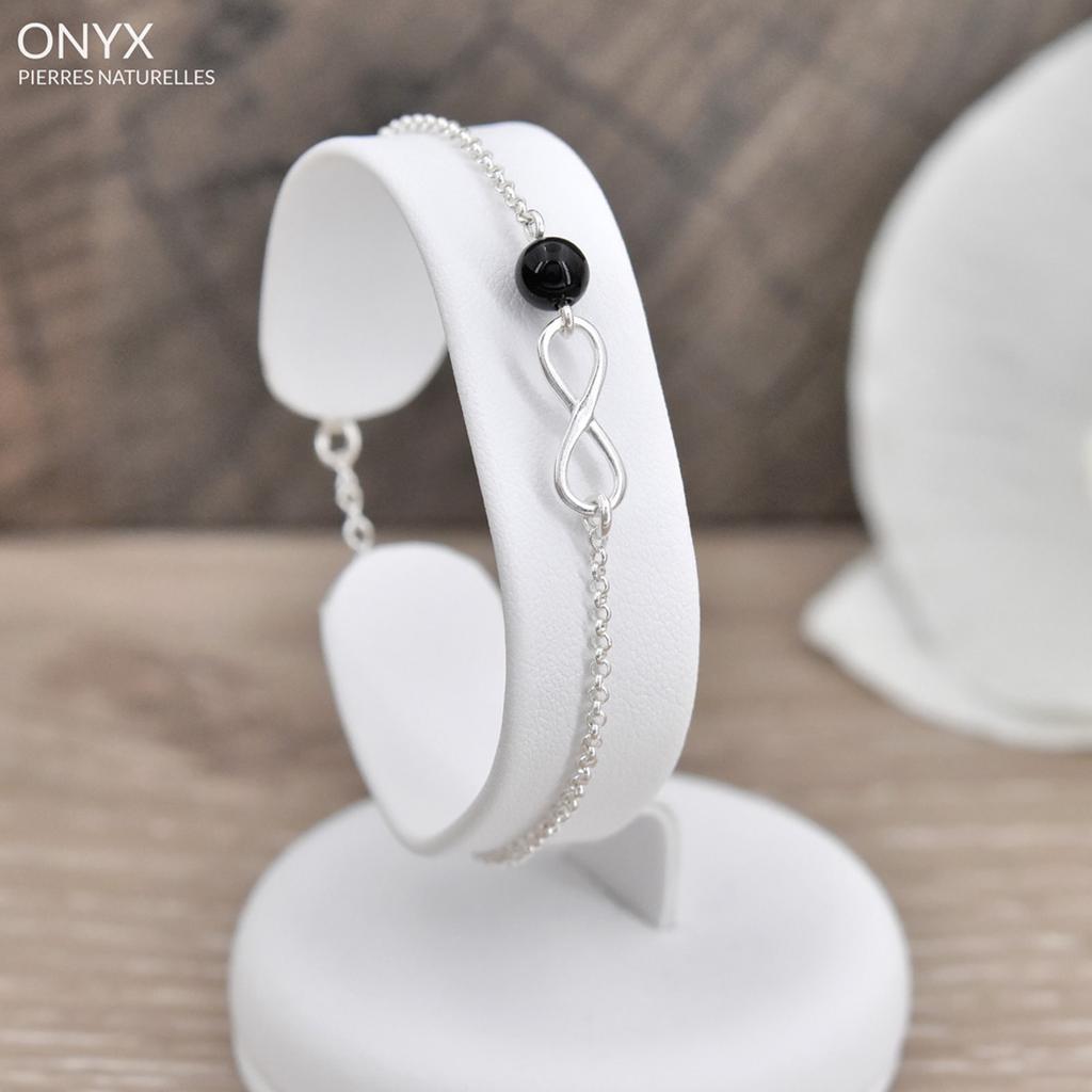 Les Trésors De Lily [R0976] - Handmade Silver Bracelet 'Infini' Silver Onyx - 12x10 Mm