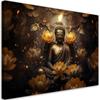 Canvas Print, Gold Buddha and Lotus Flowers